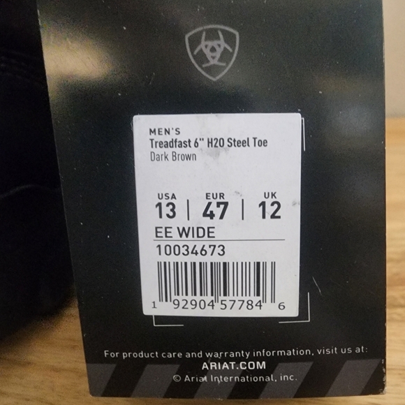 NEW Ariat Mens Treadfast 6" Steel Toe Waterproof Work Boots Dark Brown Size 12 - Picture 8 of 16